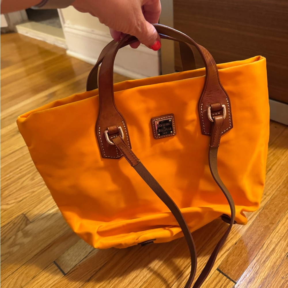 Dooney & Bourke Vibrant Orange Tote with Brown Accents
